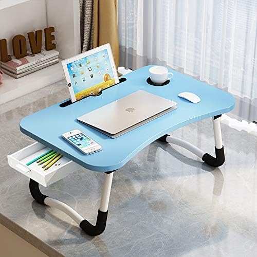 Schossschreibtisch mit Aufbewahrungsschublade, Tassen- und Tablethalter, Betttablett, Tisch, faltbar