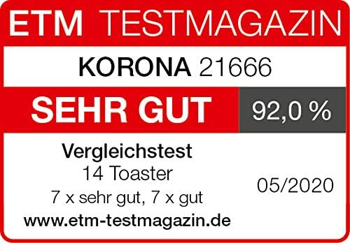 Korona 21666 Toaster | 2 Scheiben | Creme | Röstgrad-Anzeige | Auftauen | Rösten | Aufwärmen | 810 W
