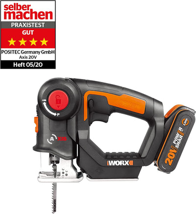 Worx WX550 Axis Akku-Multisäge – Profi Pendelhub-Stich- und Säbelsäge – Ideale 2 in 1 Säge für Holz,