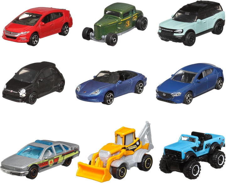 MATCHBOX Geschenkset - 9 Die-Cast-Fahrzeuge für stundenlangen Spielspass, inklusive exklusivem Desig