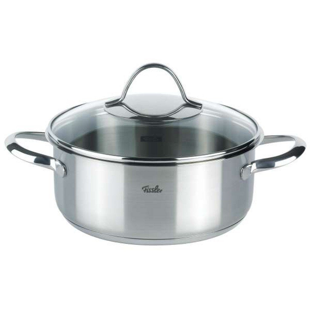 Fissler Paris/Edelstahl-Bratentopf (2,4 L - Ø 20 cm) Bräter mit Glas-Deckel, Schüttrand, energiespar