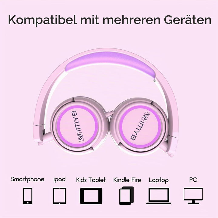 IMYB Kinder kopfhörer, Kopfhörer für Kinder mit Kabel, faltbar, Stereo Sound, Sichere Lautstärkebegr