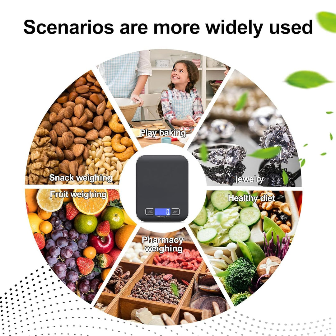 Küchenwaage Digital, 10kg/1g Waage Küchenwaage, USB Wiederaufladbare Digital Küchenwage mit Led Disp