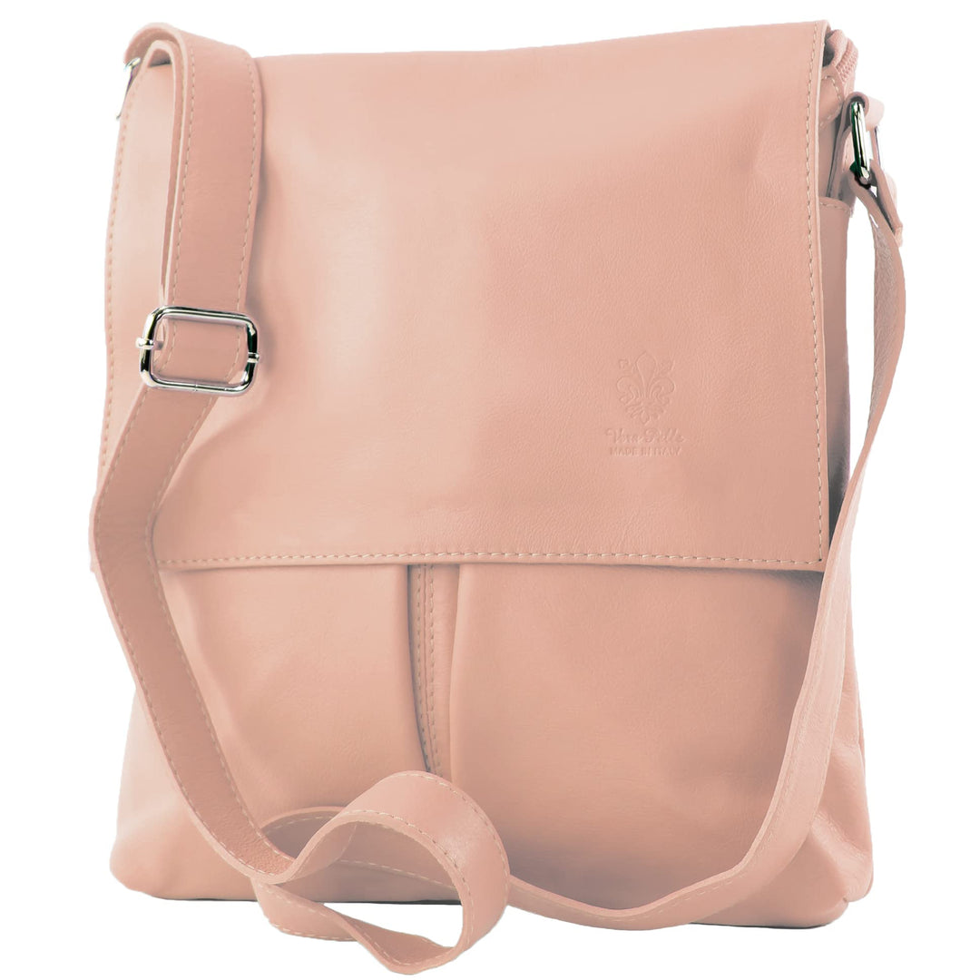 modamoda de - T75 - ital Crossover Umhängetasche Nappaleder Pastellrosa, Pastellrosa