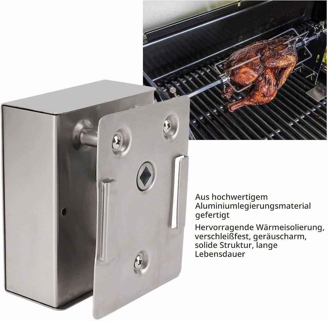 Fdit Grill-Rotisserie-Motor, Aluminiumlegierung, 70 Kg Last, 12 V, Grosse Leistung, BBQ-Gleichstrom-