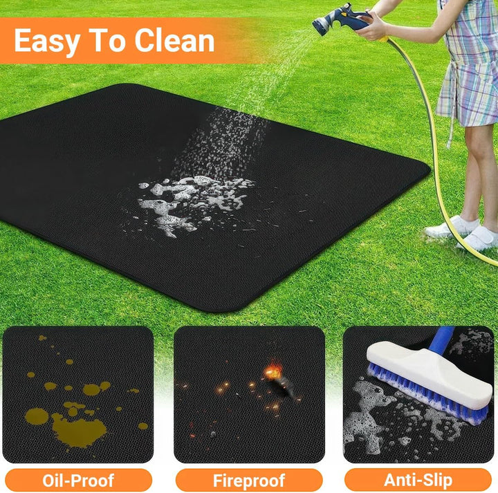 Grillmatte Bodenschutz, 100 x152cm Feuerfeste Unterlage, Faltbare Grillmatte, Hitzebeständige Grill