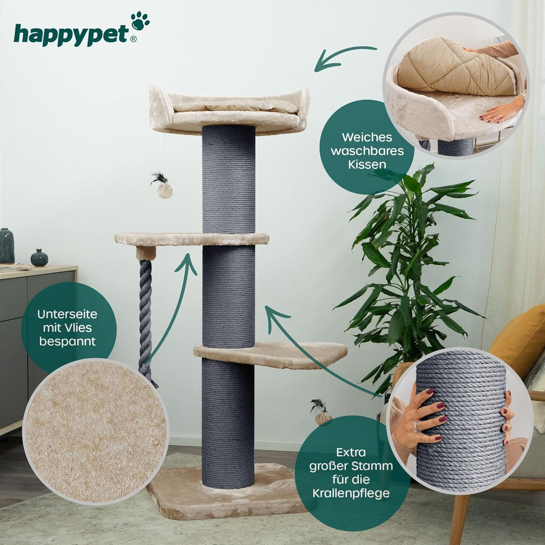 HAPPYPET Premium Kratzbaum Grosse Katzen Stabil 'Freddy' – 150 cm Grosser Katzenbaum, Kletterbaum fü