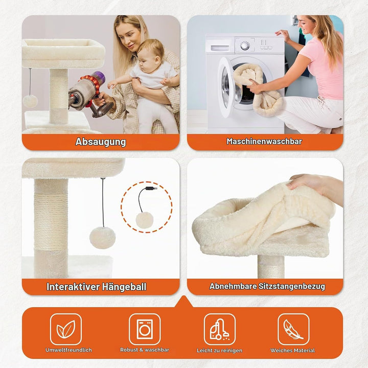 PAWZ Road Kleiner Kratzbaum mit Kratzmatte, Hängematte, Eigentumswohnung und Korb, Kleiner Katzenbau