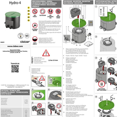 Claber Hydro-4 90829 Bewässerungssystem, wasserdicht, mit Bewässerungscomputer