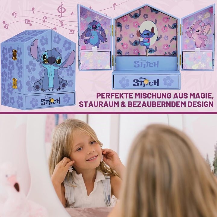 Get Trend Disney Stitch Schmuckkästchen Mädchen Musikbox für Ringe Ohrringe Halskette Geschenke für