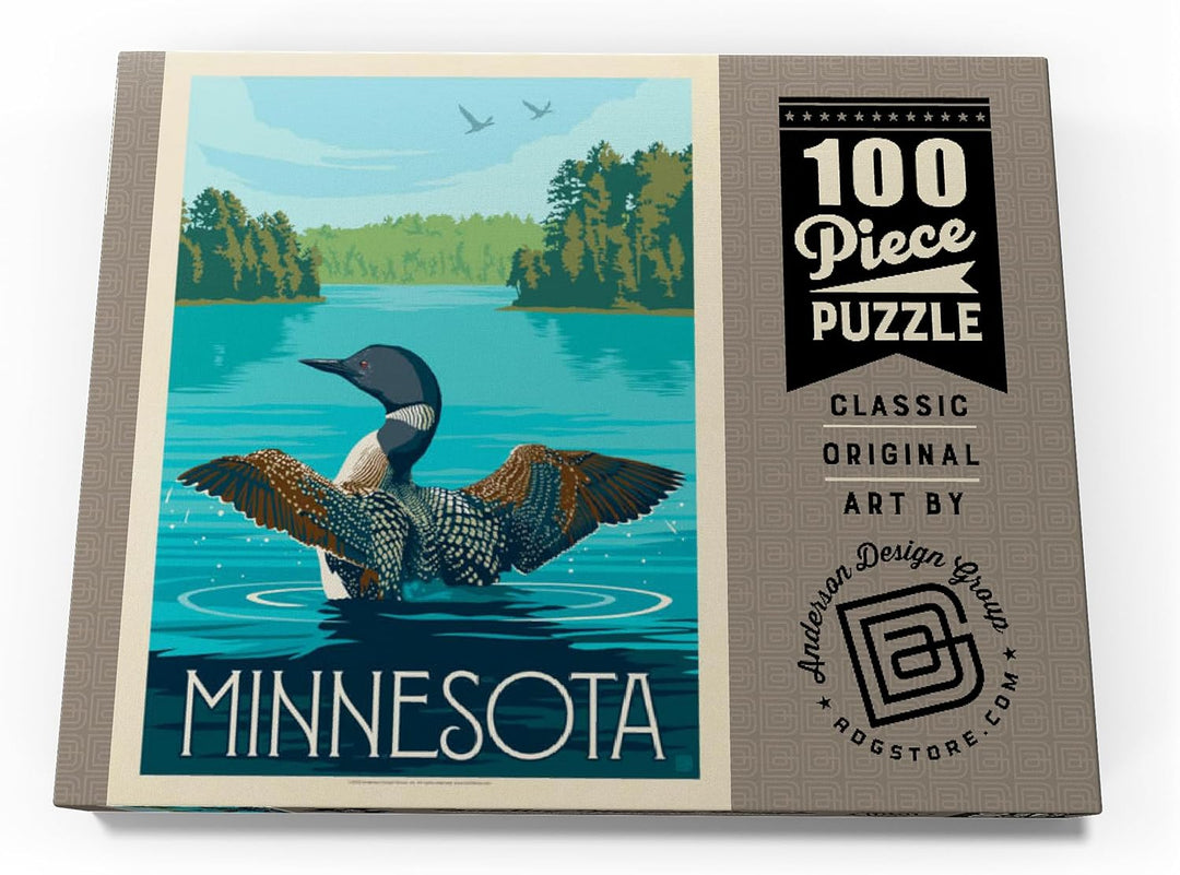 MyPuzzle Minnesota: Seetaucher, Vintage Poster - Premium 100 Teile Puzzle - MyPuzzle Sonderkollektio