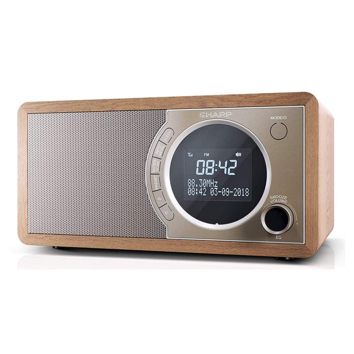 SHARP DR450 Digitalradio (DAB/DAB+/FM mit RDS, Bluetooth, Wecker-Funktionen, 6 Watt), braun Mono Dig