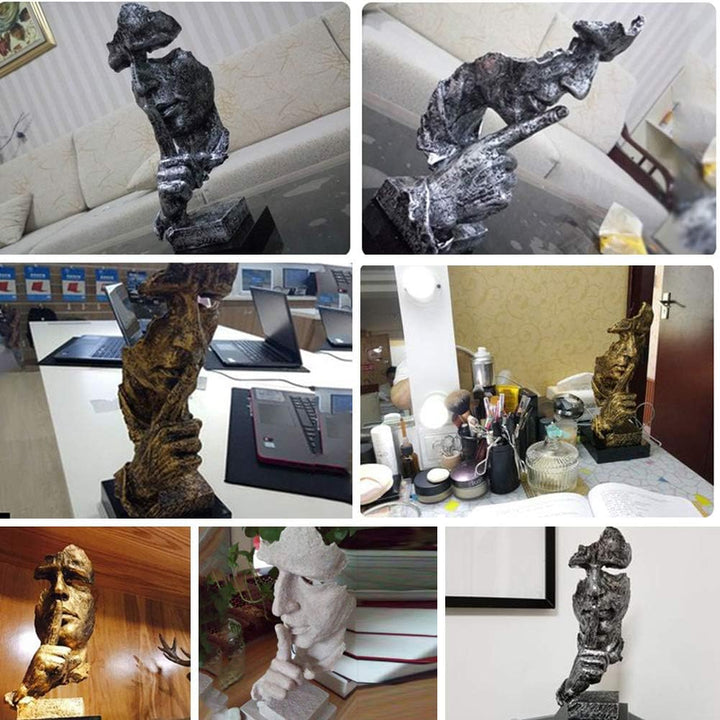 LEPENDOR Stille ist golden - Handgefertigte Stille Männer Statuen Harz Abstrakte Skulptur Büro Home
