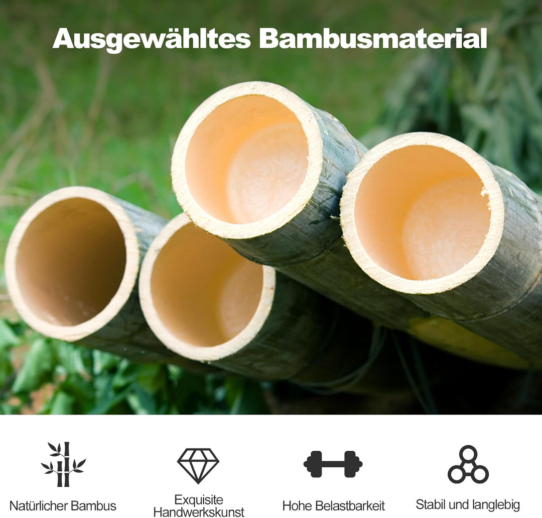 COSTWAY 2er Set Barhocker Klappbar, Barstuhl Bambus mit Fussstütze, Küchenstuhl Sitzhöhe 61 cm, Tres