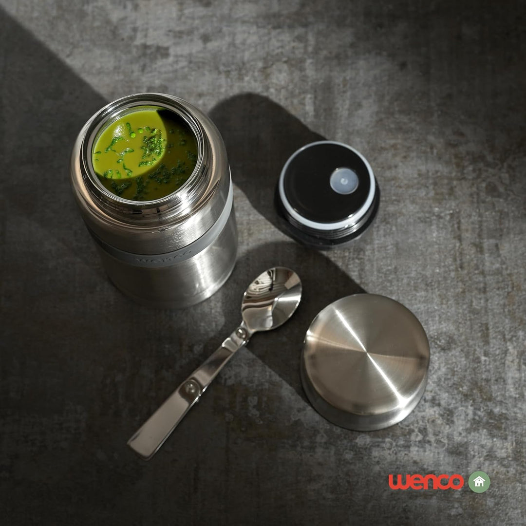 wenco Edelstahl Lunchpot 750 ml mit Löffel, Thermobehälter für Essen – Ideale Warmhaltebox für Kinde