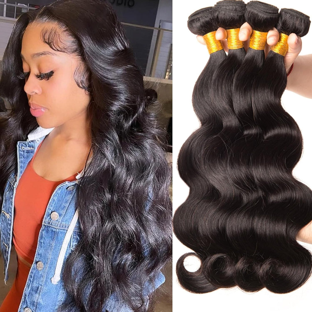 Huarisi Body Wave Weaves Human Hair Bundles 16 18 20 22 Inch 4 Bundles Body Wave Brazilian Hair 400g