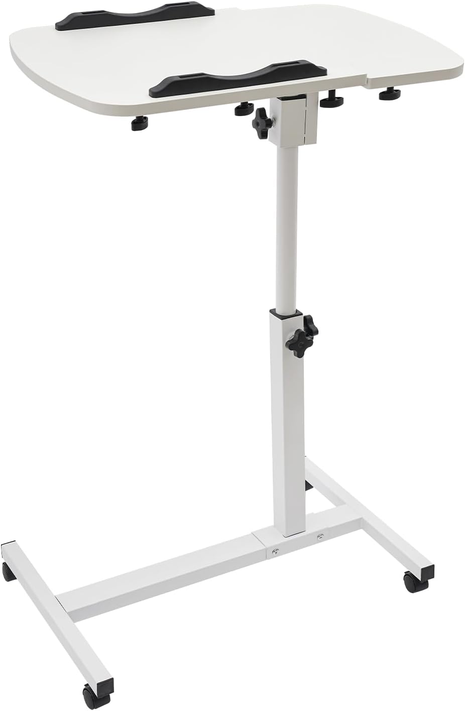 DDZcozy Computertisch Höhenverstellbar Laptoptisch mit Rollen Weiss Schreibtisch Beistelltisch für W