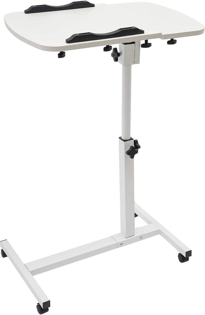 DDZcozy Computertisch Höhenverstellbar Laptoptisch mit Rollen Weiss Schreibtisch Beistelltisch für W