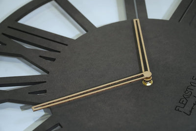 FLEXISTYLE Wanduhr gross Adulto 50cm Durchmesser LOFT Retro aus Holz Eiche ohne tickgeräusche Wohnzi