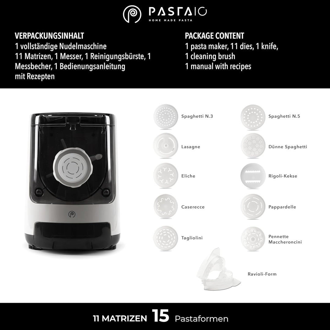 PASTAIO | Fresca Nudelmaschine mit doppelter Ausführung, Pasta Maker, bis zu 800 g Pasta, automatisc