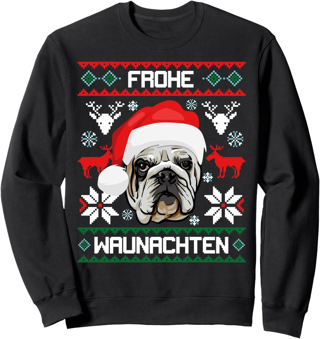 Englische Bulldogge Frohe Waunachten Weihnachten Hund Sweatshirt