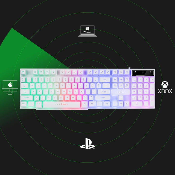 Gaming-Tastatur und -Maus, Regenbogen-Tastatur und Gaming-Maus, LED-Hintergrundbeleuchtung, 3600 dpi