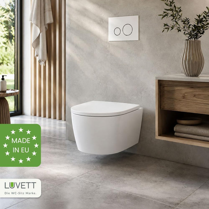 LUVETT® D350 Toilettendeckel mit Absenkautomatik D Form Weiss - SoftClose Klodeckel Abnehmbar - Klob