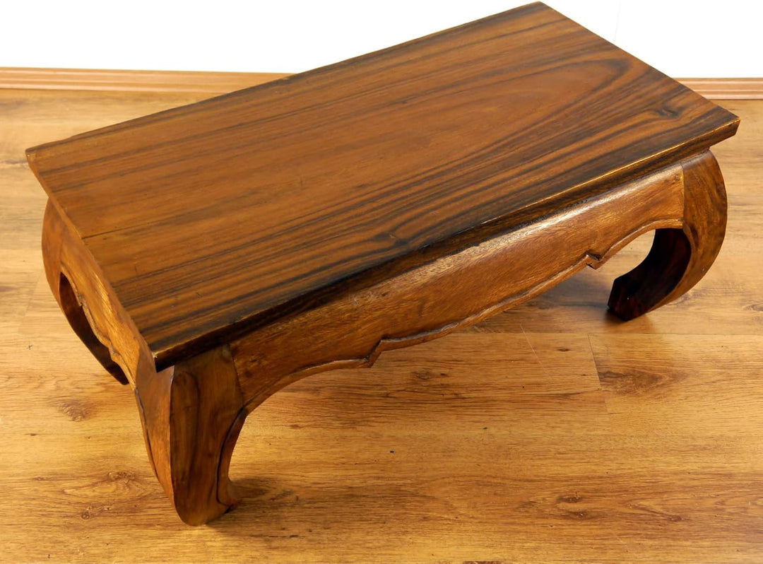 livasia Opiumtisch, Couchtisch aus Massivholz, Sofatisch, Massivholztisch Braun, Braun