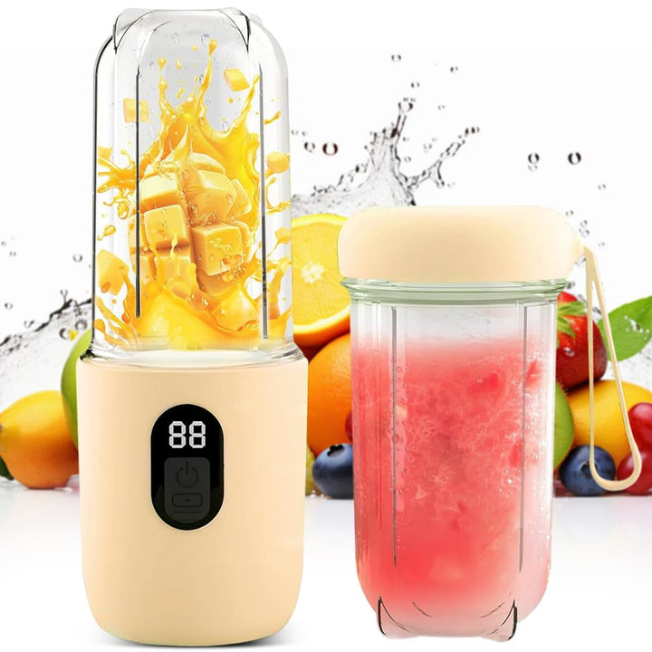 BIZO Tragbarer Mixer Smoothie Maker, 500 ml Mixer Smoothie Maker to Go mit Digitalanzeige, 16-Blatt,