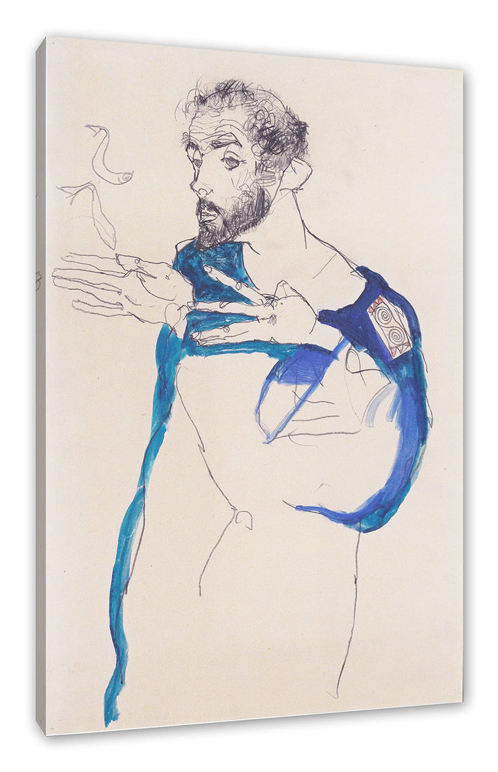 Generisch Gustav Klimt - in einem hellblauen Arbeit als Leinwandbild / Grösse: 100x70 cm / Wandbild