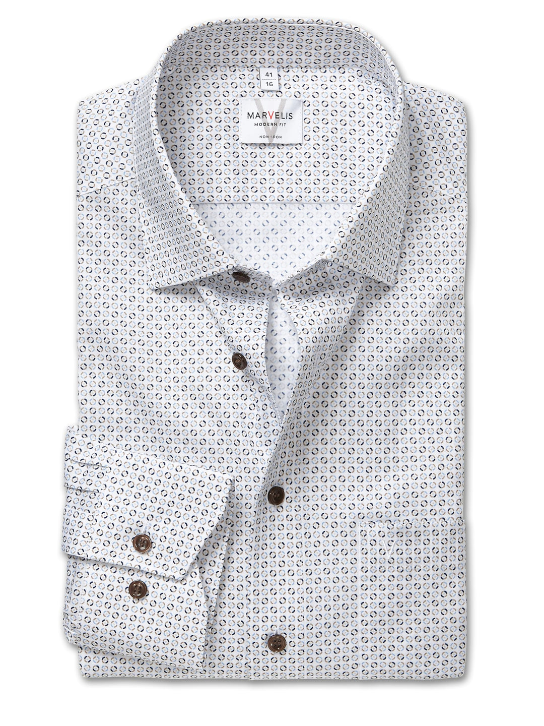 Marvelis Herren Businesshemd Langarm 722584,Rotationsdruck,Modern Fit,New Kent 47 Natur 22, 47 Natur