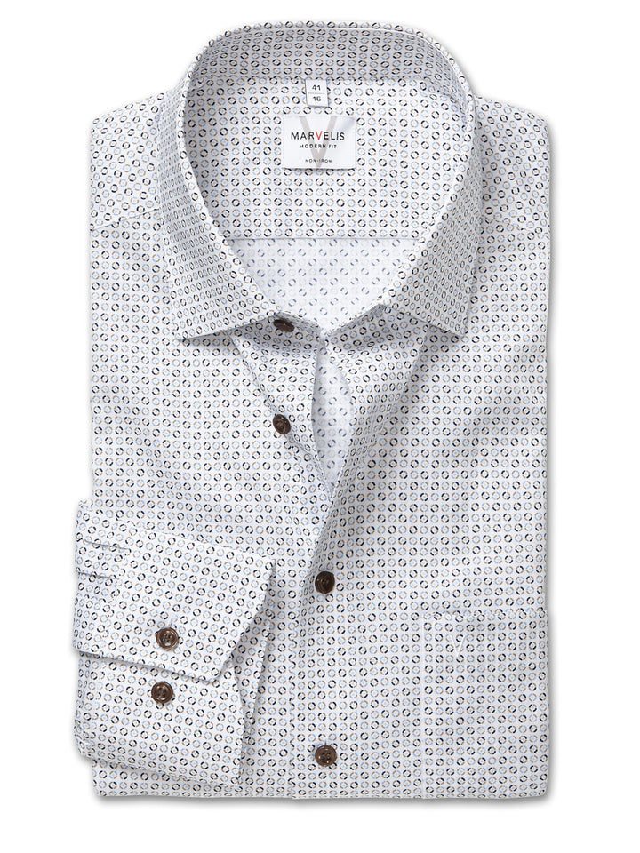 Marvelis Herren Businesshemd Langarm 722584,Rotationsdruck,Modern Fit,New Kent 47 Natur 22, 47 Natur
