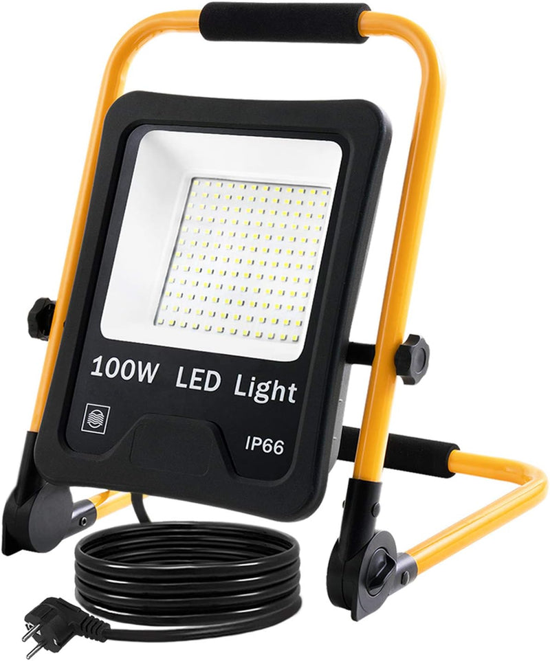 NAIZY LED Baustrahler Arbeitsleuchte 100W 8500LM LED Fluter Floodlight mit 3M Kabel und Wasserdicht