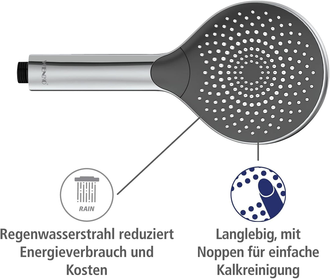 WENKO Wasserspar Duschkopf Watersaving, wassersparende Universal-Handbrause, Duschbrause mit nachhal