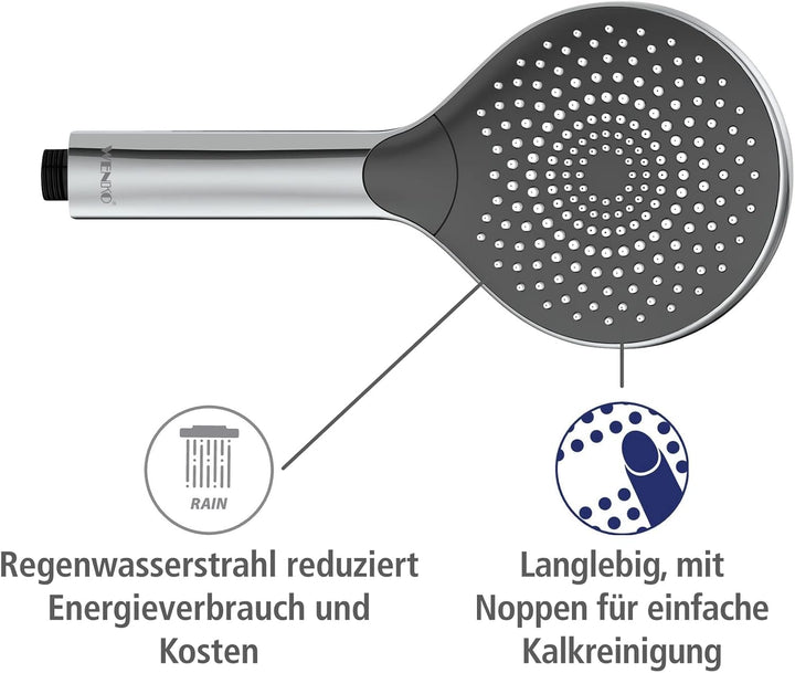 WENKO Wasserspar Duschkopf Watersaving, wassersparende Universal-Handbrause, Duschbrause mit nachhal