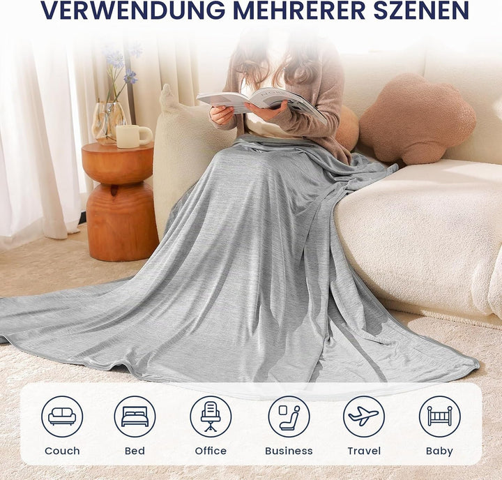 Kühldecke gegen Nachtschweiss, Sommerdecke Kühlwurf für Heiss schlafende Personen, Q-Max > 0,45 Kühl