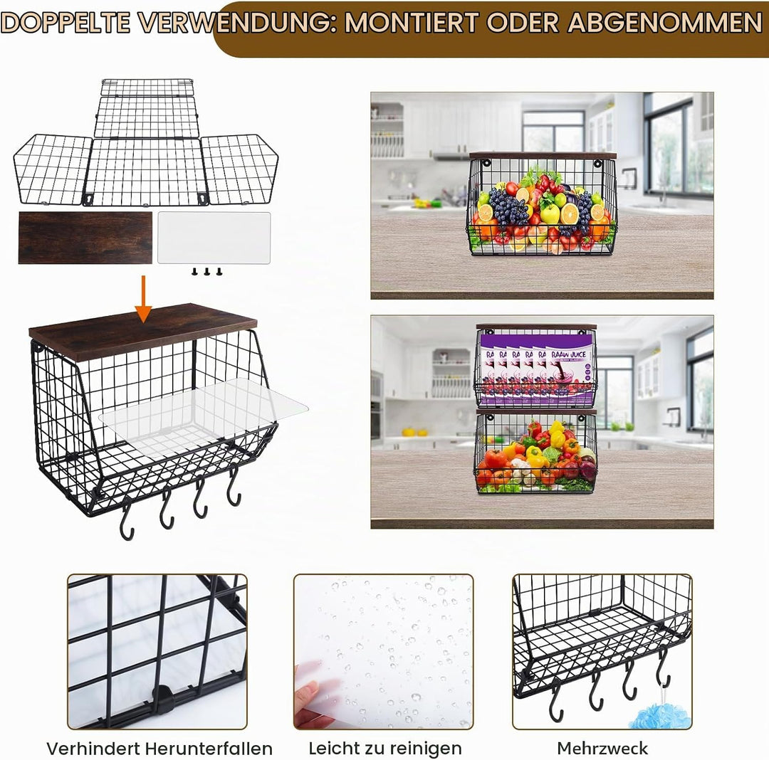 Mefirt Obstkorb, Obstschale für Küchen, Obstkorb Hängend kann als Küche Lagerung Obst Etagere, Kitch