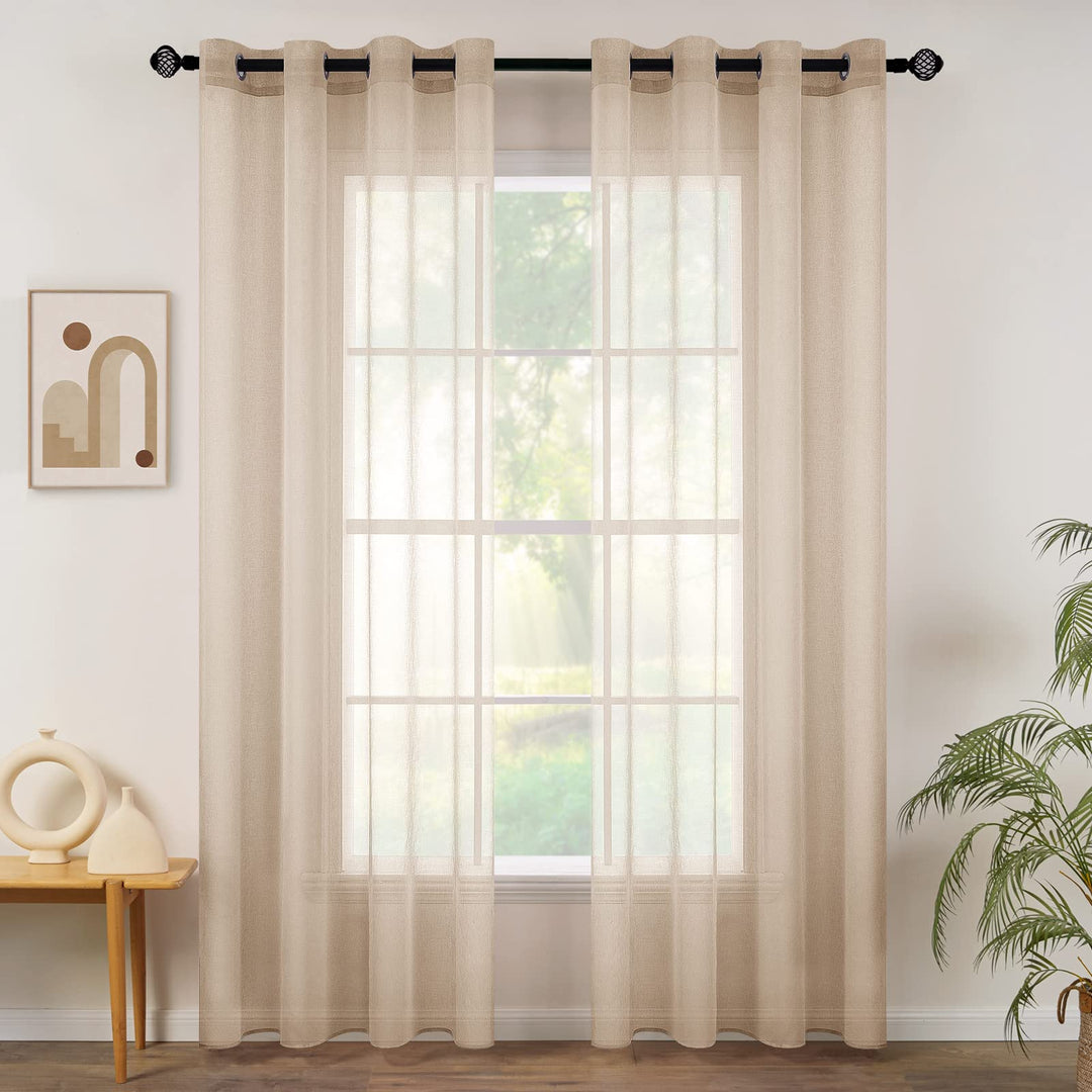 MIULEE 2er Set Sheer Voile Vorhang mit Ösen Transparente Gardine aus Voile Polyester Ösenschal Trans