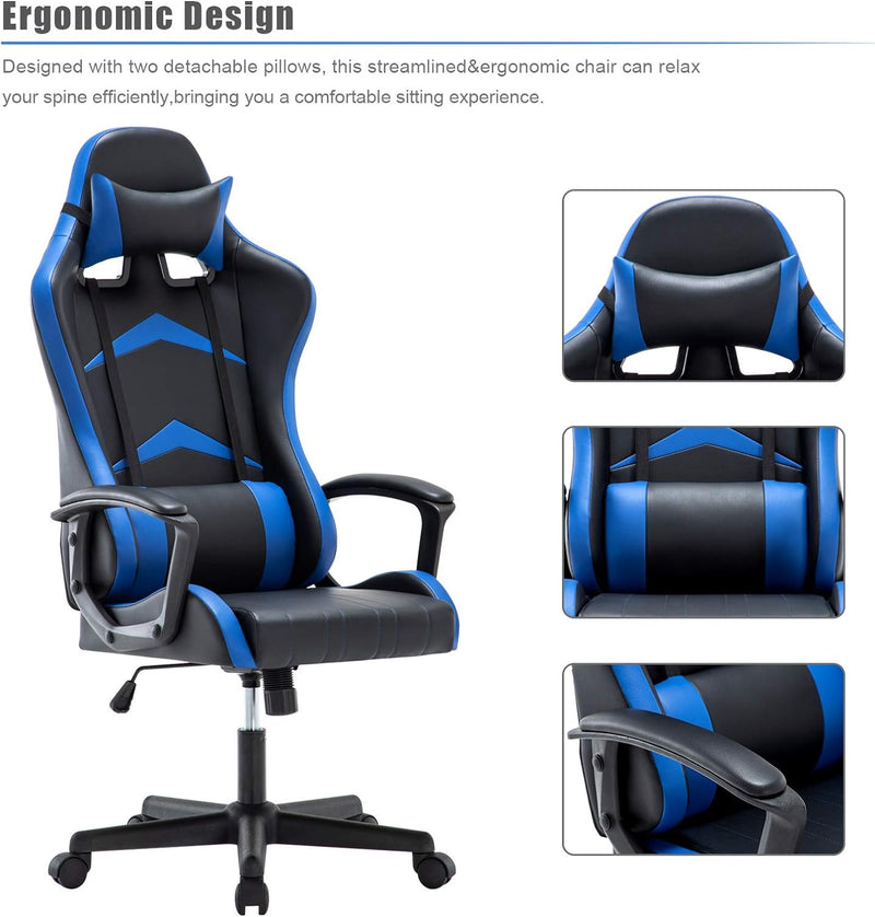 Intimate WM Heart Gaming Stuhl,Bürostuhl mit verstellbarem Kopfkissen und Lendenkissen, Ergonomische