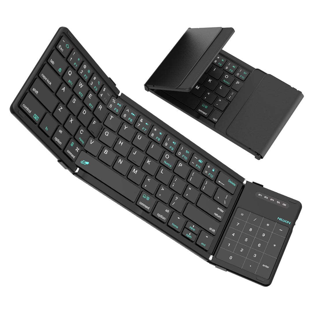 Nillkin Faltbare Bluetooth Tastatur mit Touchpad, kabellose Wiederaufladbare Klapptastatur mit Ziffe