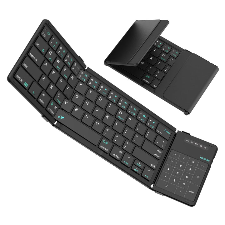 Nillkin Faltbare Bluetooth Tastatur mit Touchpad, kabellose Wiederaufladbare Klapptastatur mit Ziffe