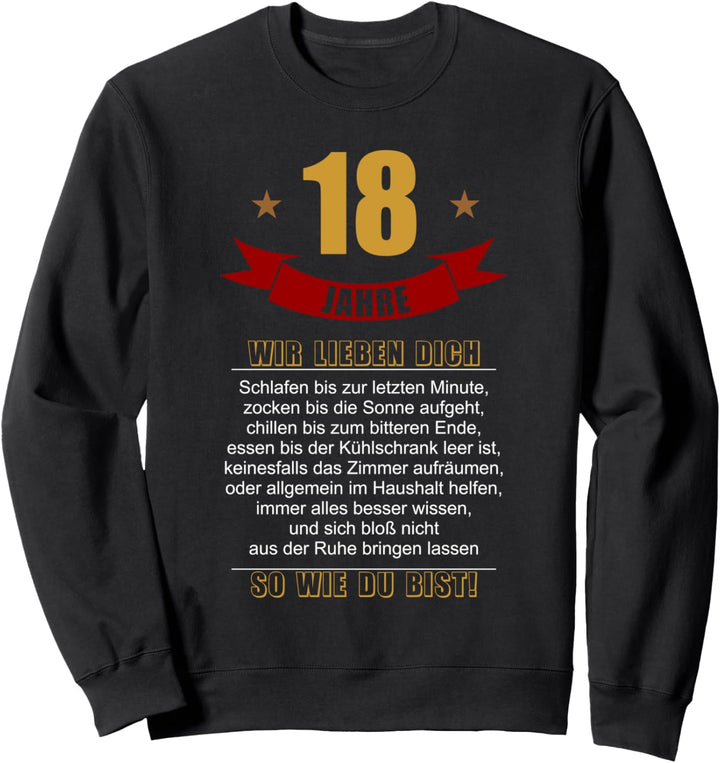 18 Jahre Geburtstag Lustig Herren Junge Sohn 18 Geburtstag Sweatshirt