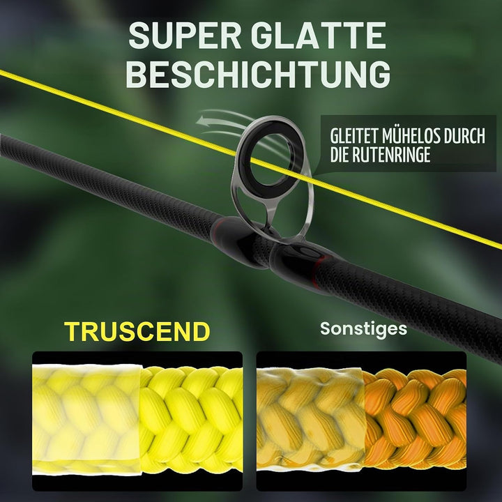 TRUSCEND Geflochtene Angelschnur 8fach, Angelzubehör Angelschnur geflochten glatt und ultradünn, PE