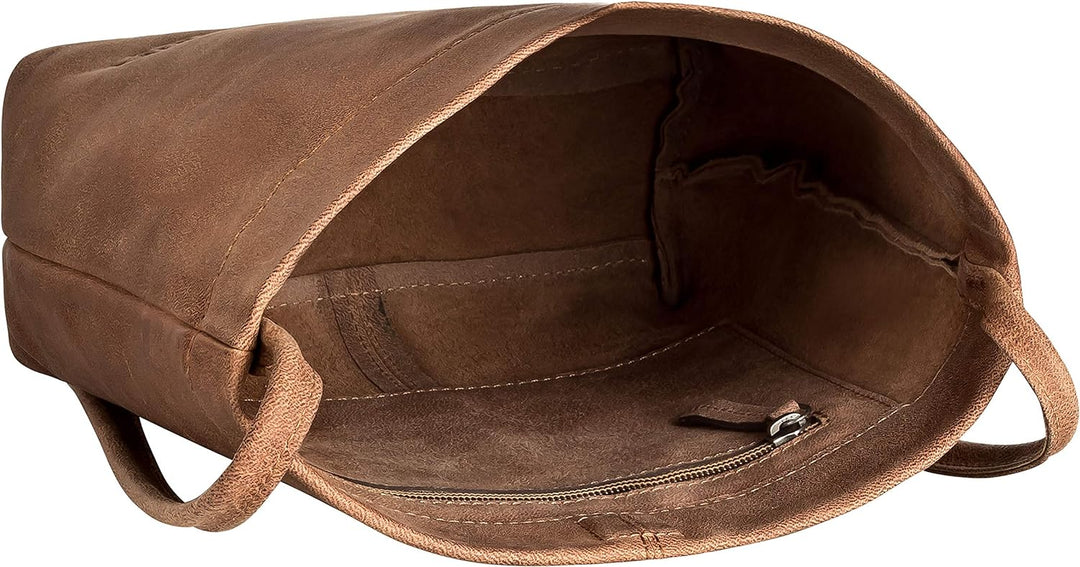 Klondike Nora Beuteltasche Leder Gross für Damen, Schultertasche Damentasche Handtasche Braun, Braun