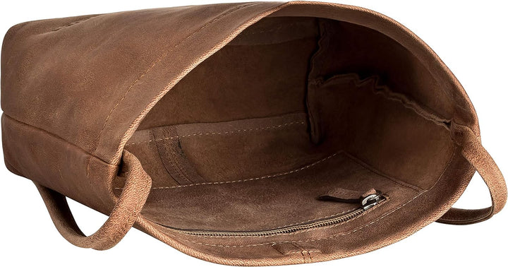 Klondike Nora Beuteltasche Leder Gross für Damen, Schultertasche Damentasche Handtasche Braun, Braun