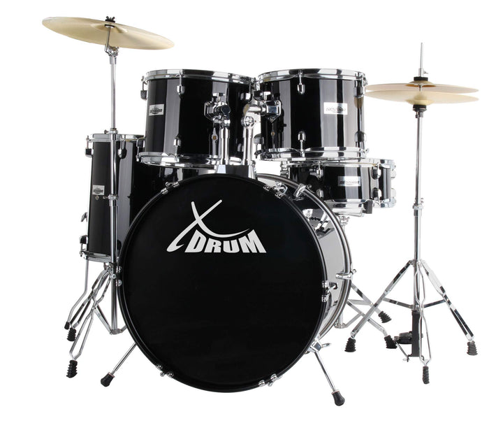 XDrum Semi 22" Standard Schlagzeug Midnight Black - 22" BD, 12" TT, 13" TT, 16" FT, 14" SD - inkl. S