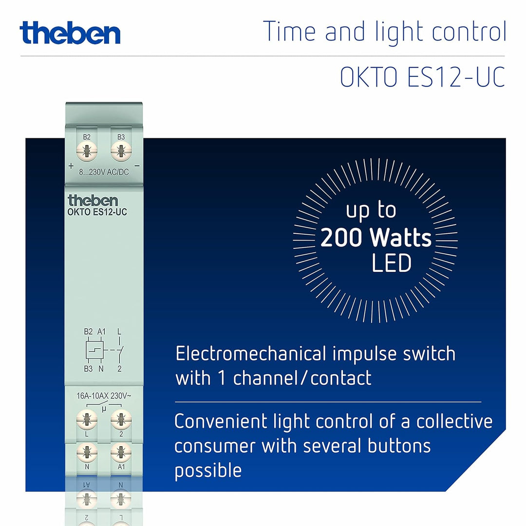 Theben 3120131 Okto ES12-UC Elektronischer Stromstossschalter I 1 Schliesser I Potenzialfreier Multi