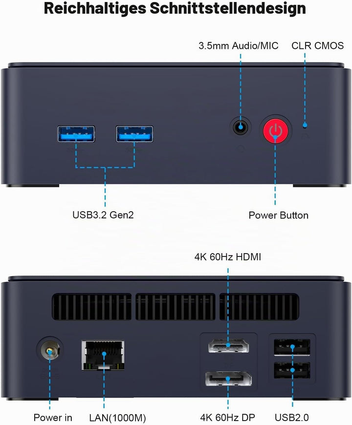 AWOW AK10 Mini PC N95 (bis zu 3,4 GHz), 8GB RAM 256GB SSD, 4K UHD, WiFi 5, Bluetooth 5.2, Gigabit LA