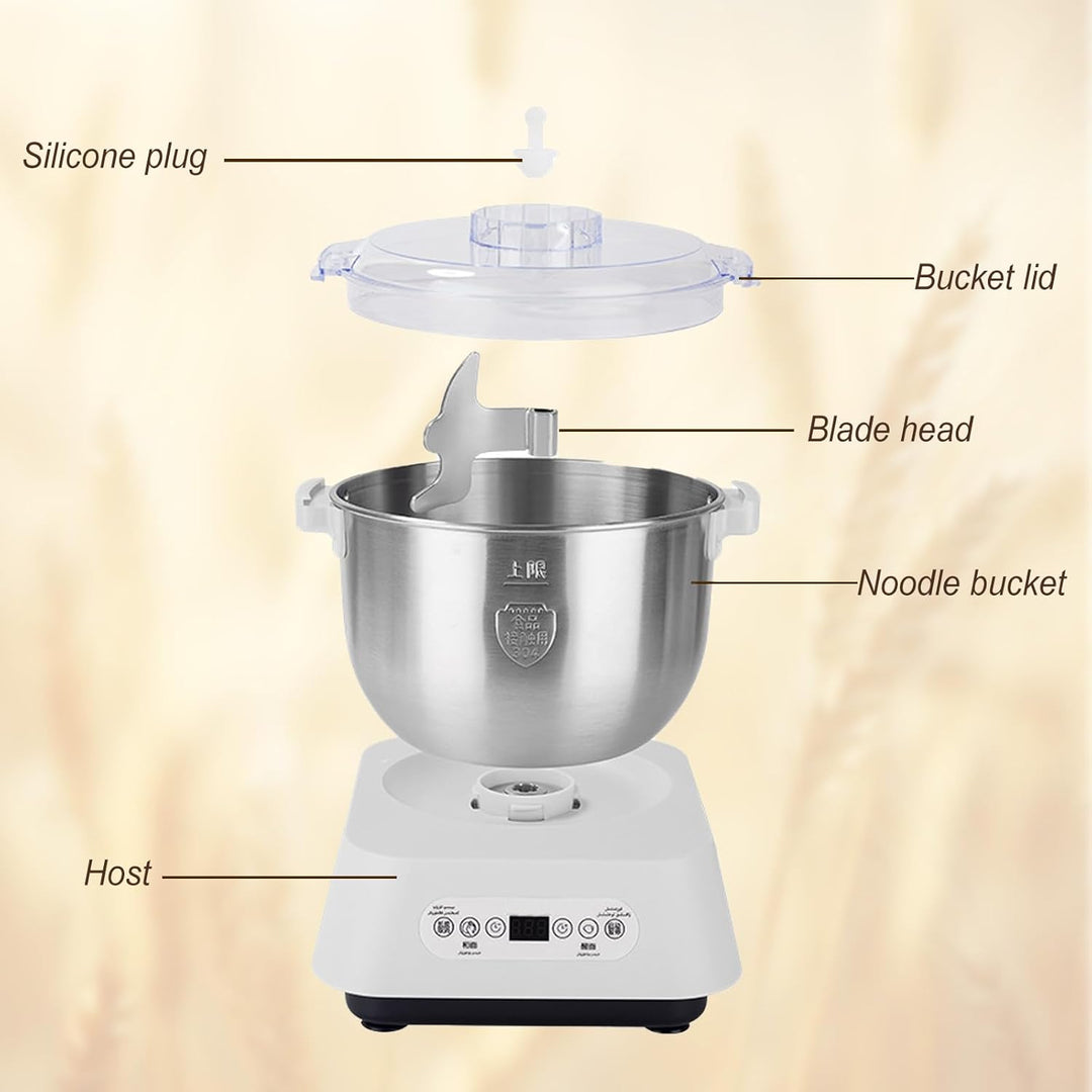 Edelstahl Teigmehl Mixer, 7L Teigknetmaschine mit Fermentierungsfunktion, Edelstahl Teigmaschine mit