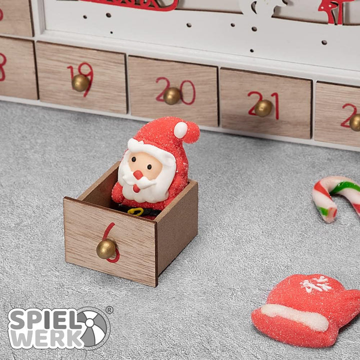 Spielwerk® Adventskalender zum selbst Befüllen Nachhaltig LED warmweiss 24 Türchen Weihnachtskalende